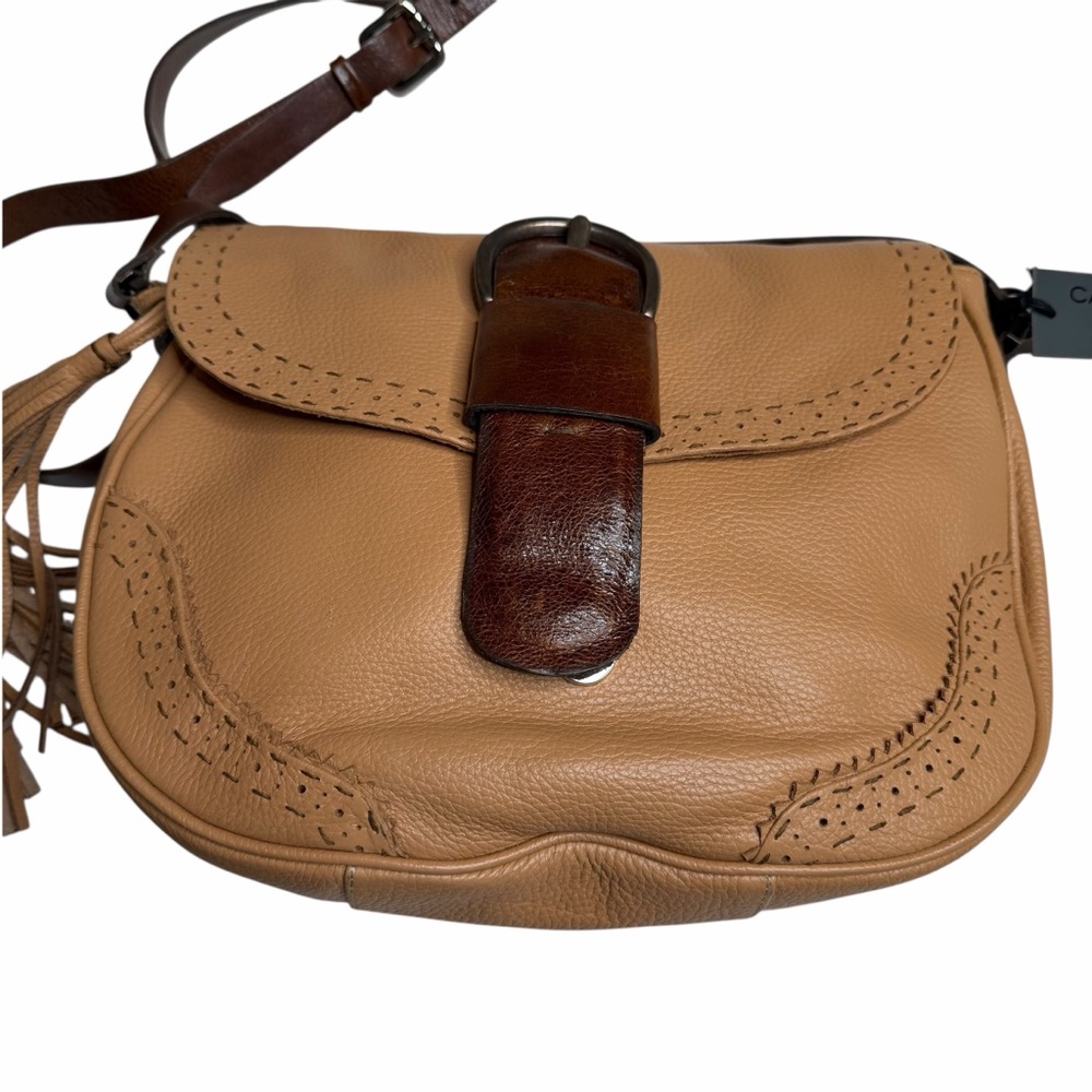 CARLA MANCINI Hayley Light Tan Brown Leather Crossbody Bag Purse NWT Wester - Picture 2 of 11